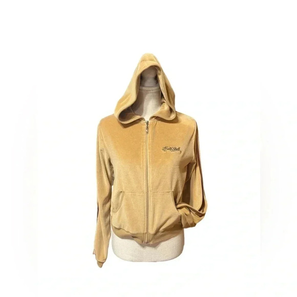 Bob Hale Velour Lightweight Brown Zip Hoodie Y2K Fashion Women’s size Large - Picture 1 of 13